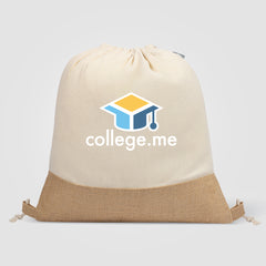 Image of the Rio™ Drawstring Bag - 5 oz. Recycled Cotton Blend with Jute - Heat Transfer promotional product, SKU UHV-T.
