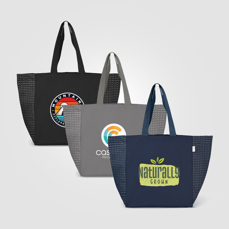 Toronto Recycled Cotton Chevron Tote Bag – 8 oz - Heat Transfer-zoom-