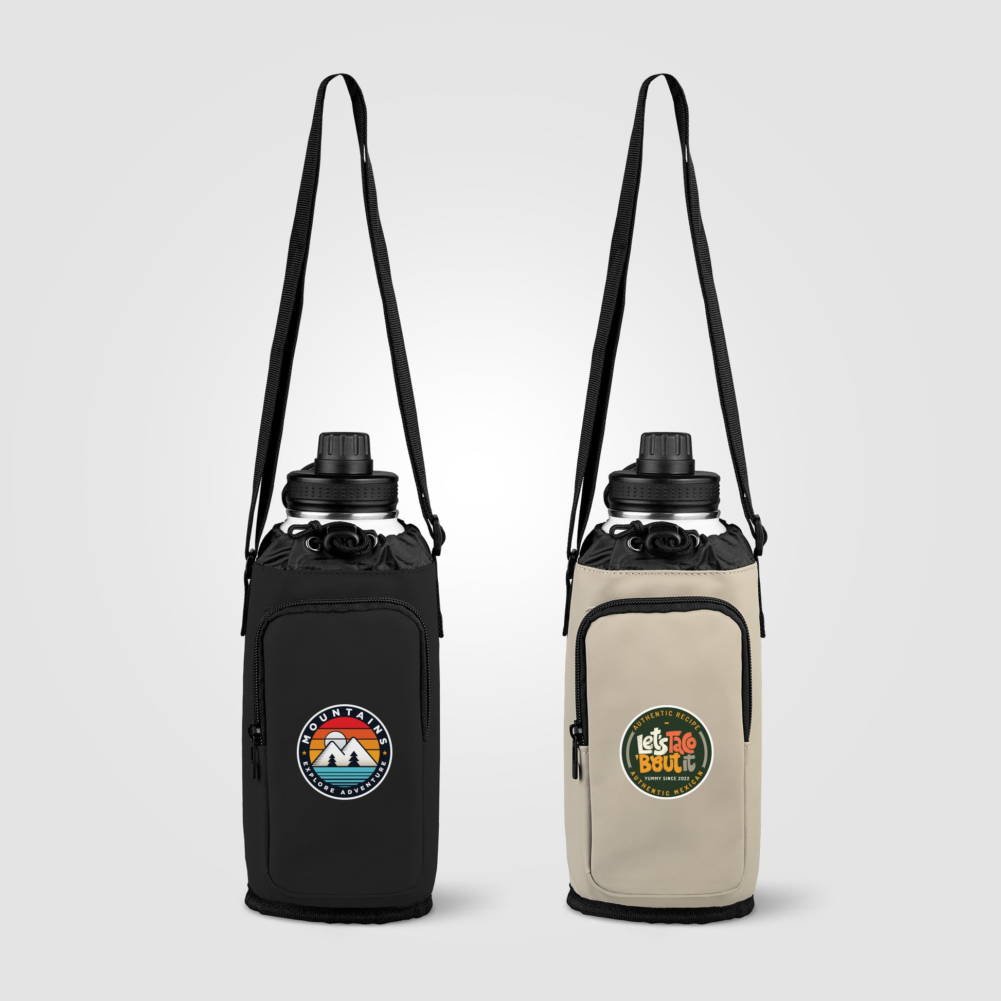 Malmö Recycled PU Zipper Pocket Bottle Bag - 60 oz - Heat Transfer-1