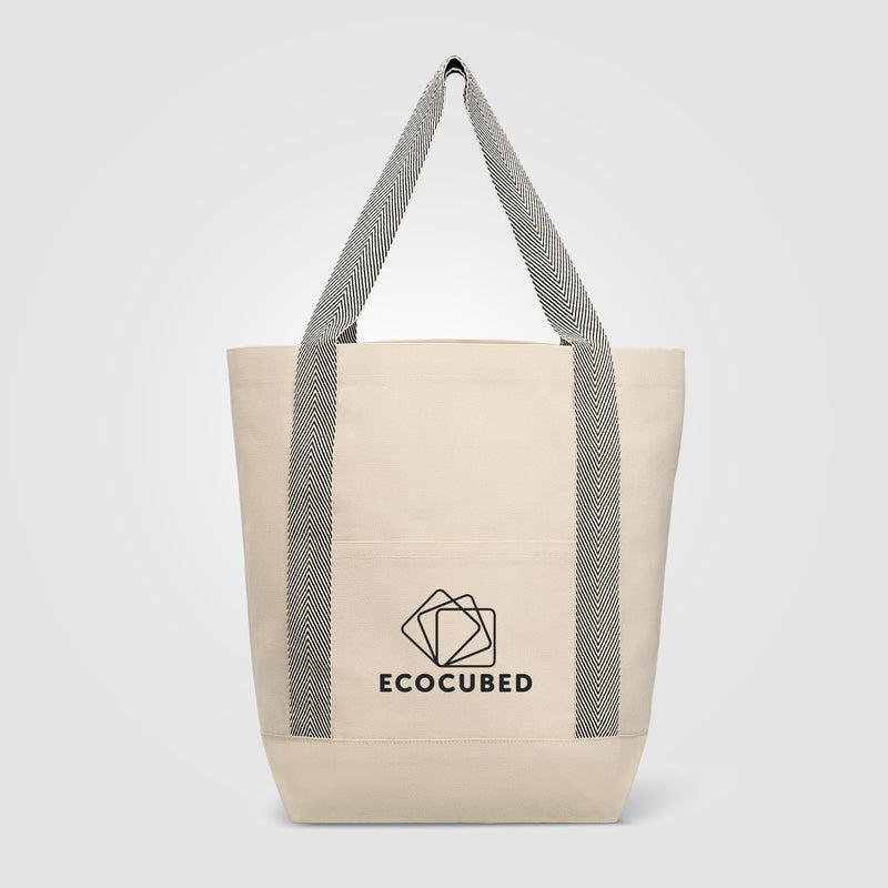 Niva 10 oz. Recycled Cotton Canvas Front Pocket Tote Bag – 12.25L - Silkscreen-zoom-