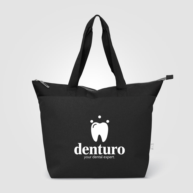 Metropolis™ 600D Recycled Polyester Zippered 44-can Cooler Tote Bag - 20L - Silkscreen-zoom-