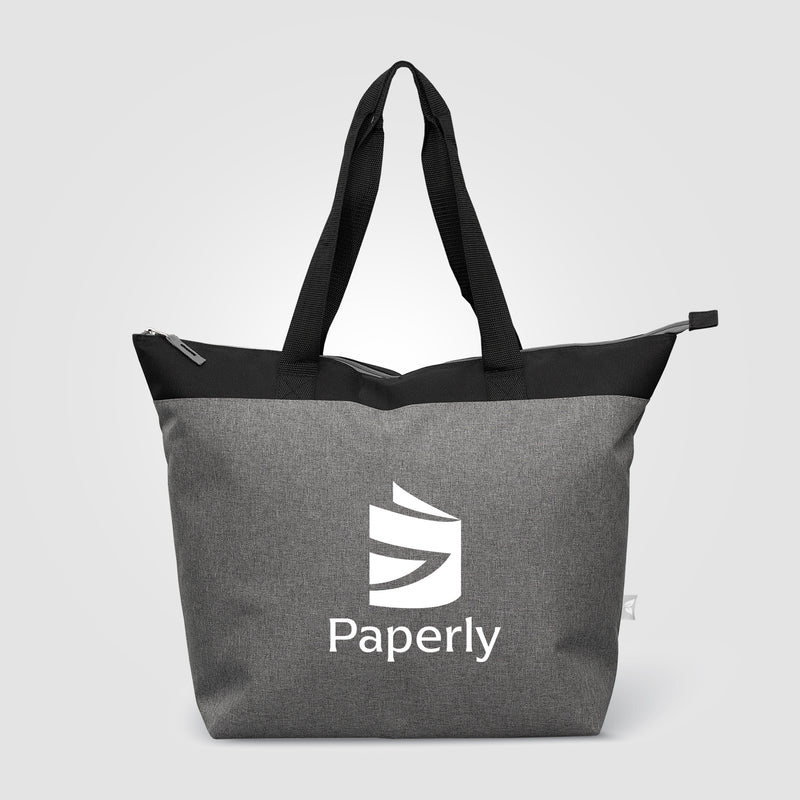 Metropolis™ 600D Recycled Polyester Zippered 44-can Cooler Tote Bag - 20L - Silkscreen-zoom-