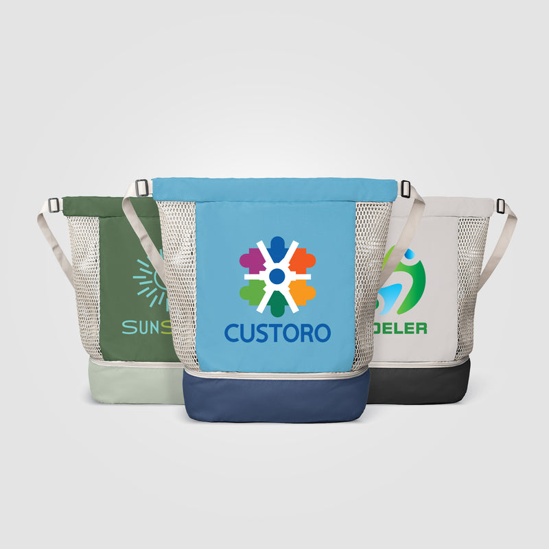 Neri Recycled 300D Polyester Mesh Bottom Drawstring Bag - 34L - Heat Transfer-zoom-