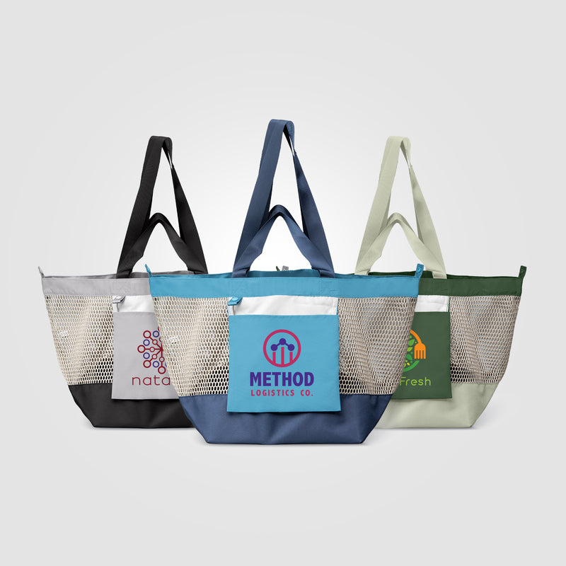 Neri Recycled 300D Polyester Mesh Foldable Tote Bag - 45L - Heat Transfer-zoom-