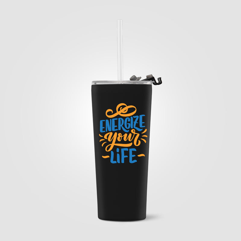 Excalibur - 21 oz. Double-Wall Stainless Tumbler with Straw - ColorJet-zoom-