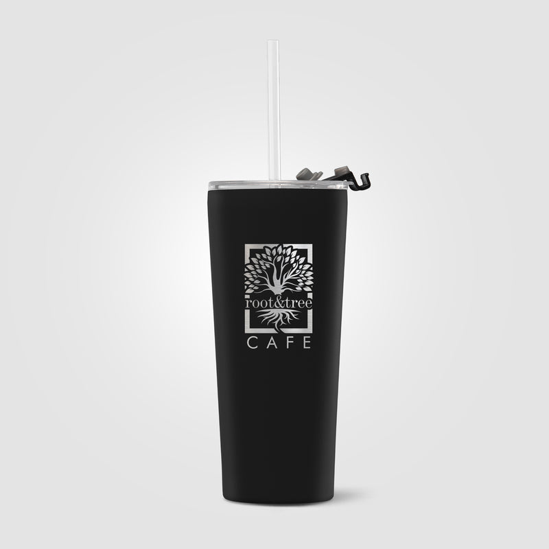 Excalibur - 21 oz. Double-Wall Stainless Tumbler with Straw- Laser-zoom-