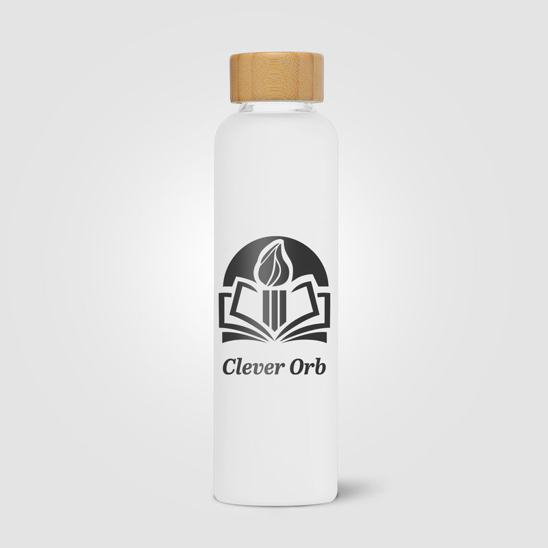 Lucerne - 20 oz. Frosted Borosilicate Glass Bottle with Bamboo Lid-zoom-