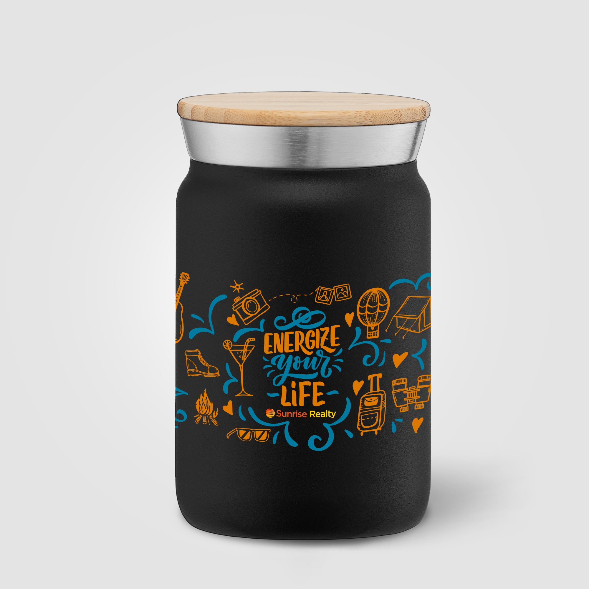 Nordic - 9 oz. Double Wall Copper-Lined Stainless Steel Tumbler with Bamboo Lid - ColorJet