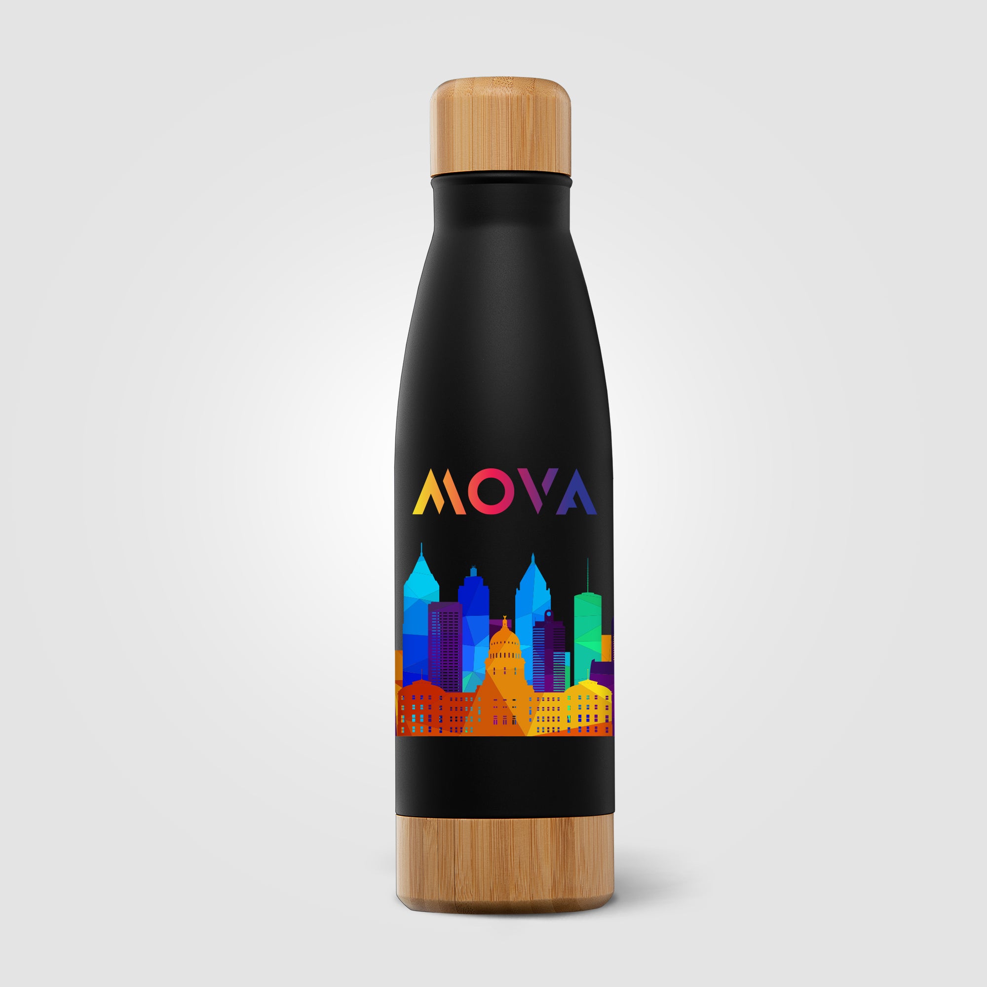 Ibiza Bamboo - 21 oz. Double-Wall Stainless Bottle - ColorJet-zoom-2