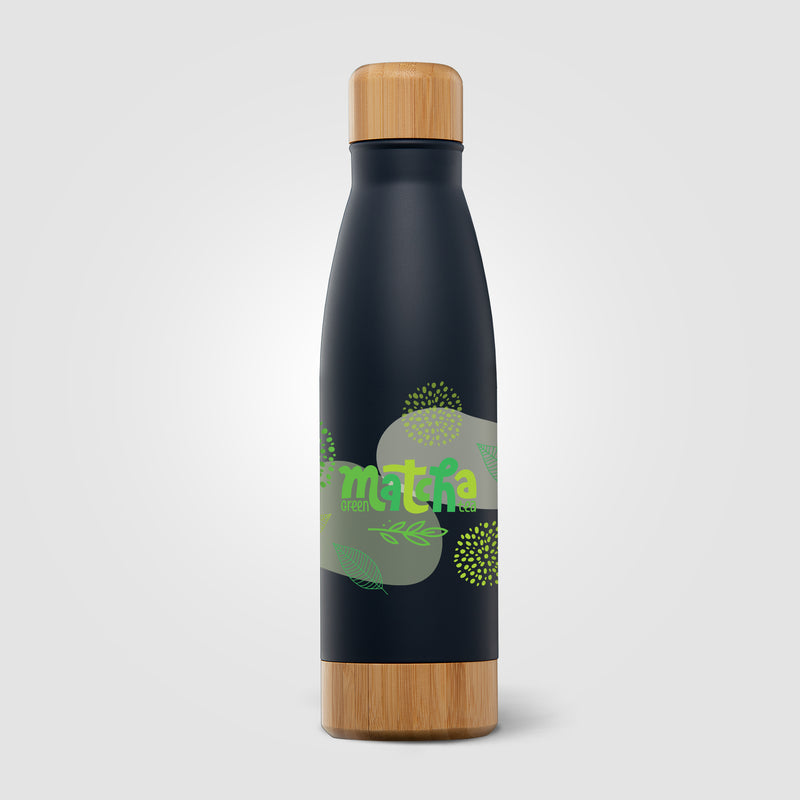Ibiza Bamboo - 21 oz. Double-Wall Stainless Bottle - ColorJet-zoom-