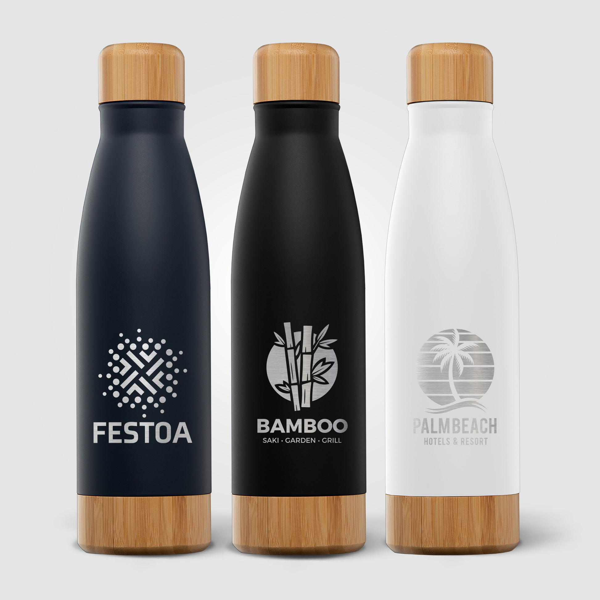Image of the Ibiza Bamboo - 21 oz. Double-Wall Stainless Bottle - Laser promotional product, SKU WEF-L.