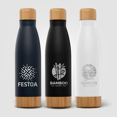 Image of the Ibiza Bamboo - 21 oz. Double-Wall Stainless Bottle - Laser promotional product, SKU WEF-L.