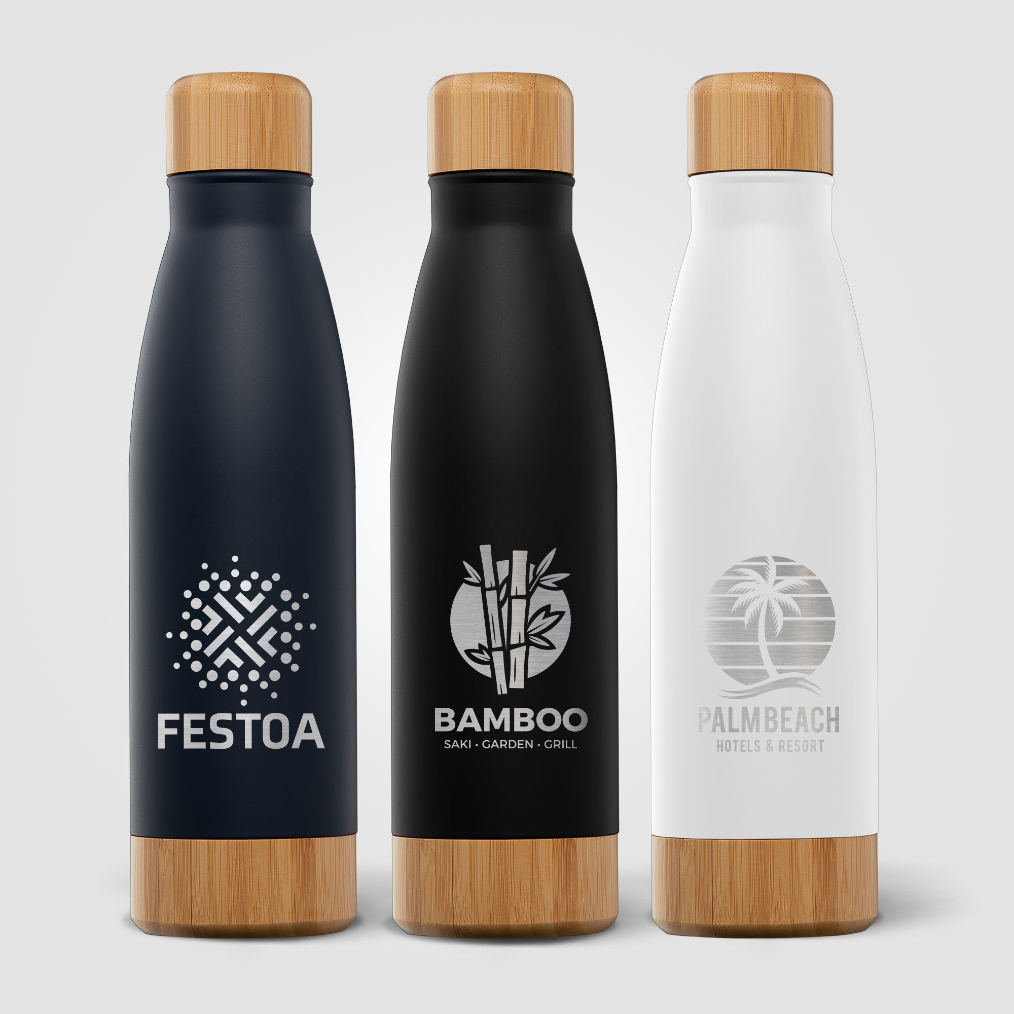 Image of the Ibiza Bamboo - 21 oz. Double-Wall Stainless Bottle - Laser promotional product, SKU WEF-L.