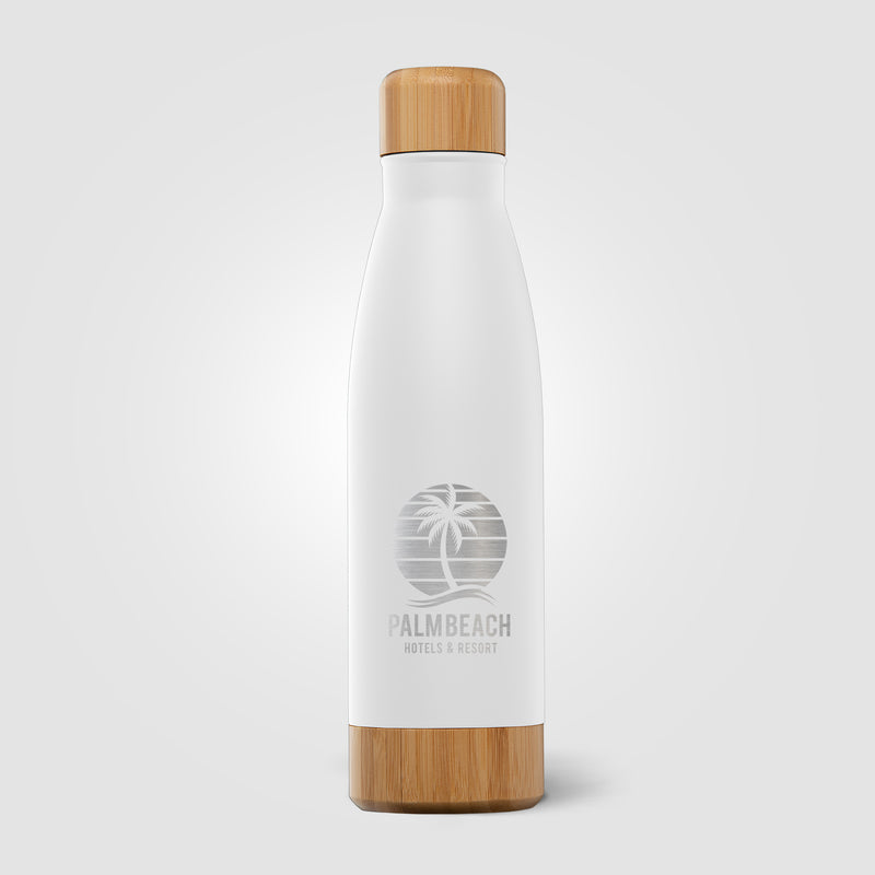 Ibiza Bamboo - 21 oz. Double-Wall Stainless Bottle - Laser-zoom-