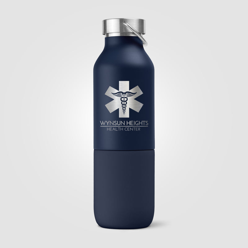 Freya Duo – 2-in-1 20 oz. Double-Wall Recycled Stainless Steel Bottle with 11 oz. Tumbler - Laser-zoom-