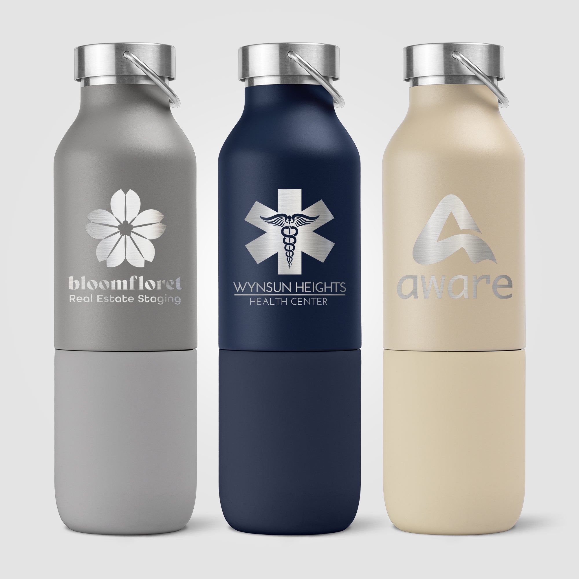 Freya Duo – 2-in-1 20 oz. Double-Wall Recycled Stainless Steel Bottle with 11 oz. Tumbler - Laser-zoom-1