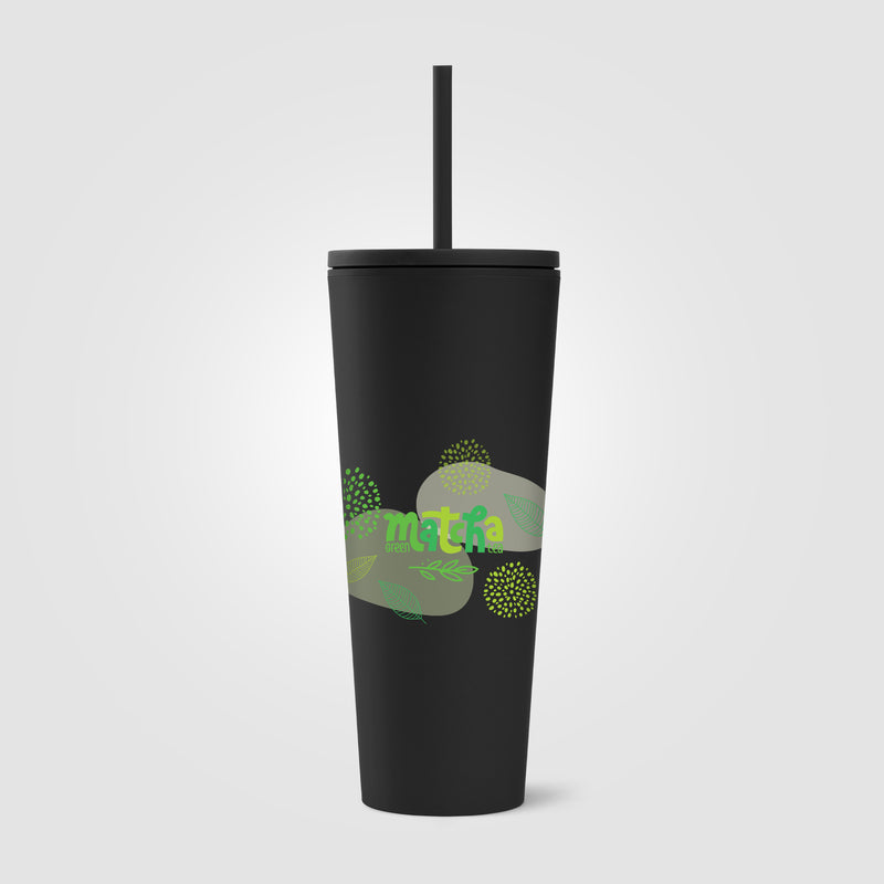 Spire - 24 oz Soft Touch Double Wall Recycled Plastic Tumbler w/ Straw - ColorJet-zoom-