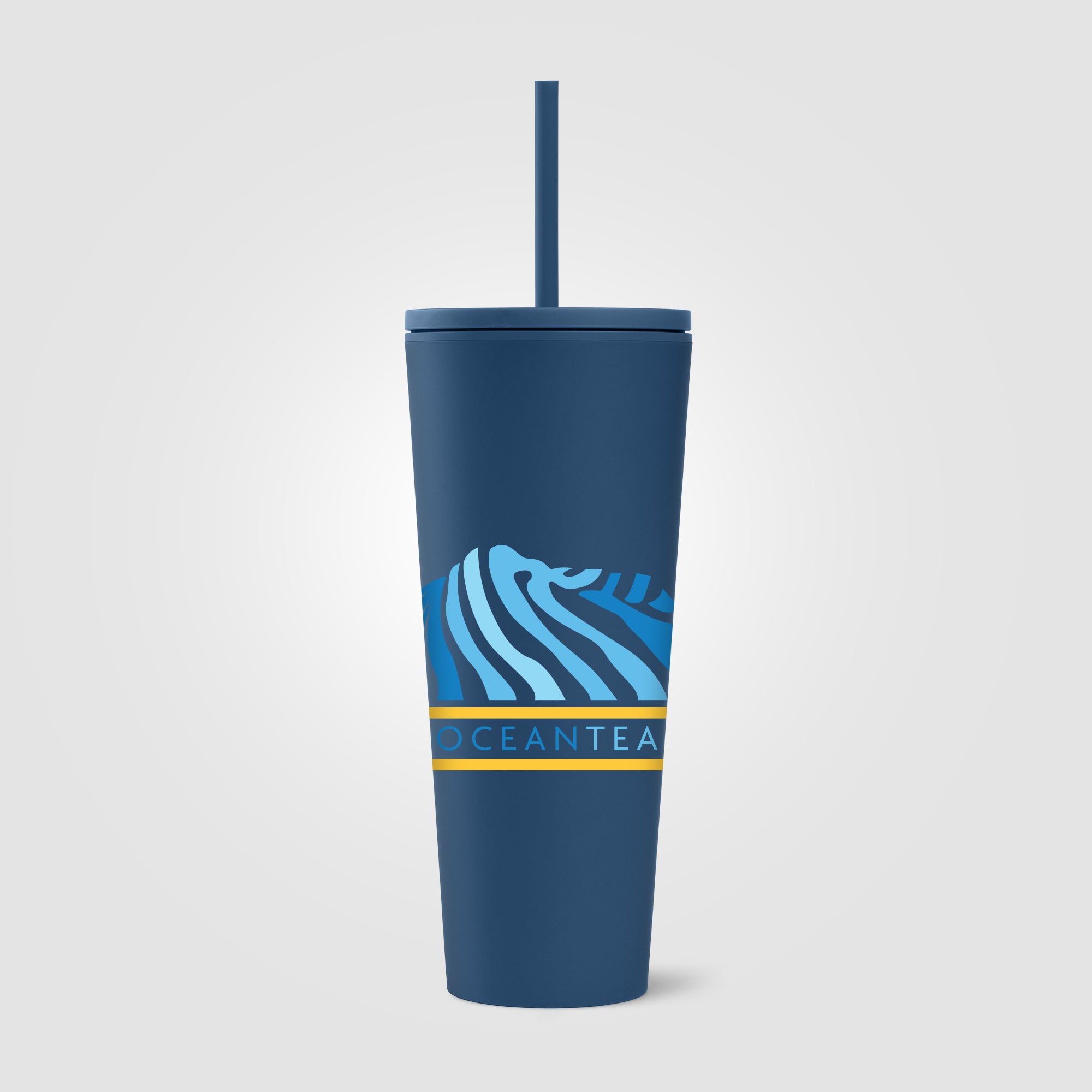 Spire - 24 oz Soft Touch Double Wall Recycled Plastic Tumbler w/ Straw - ColorJet-zoom-4