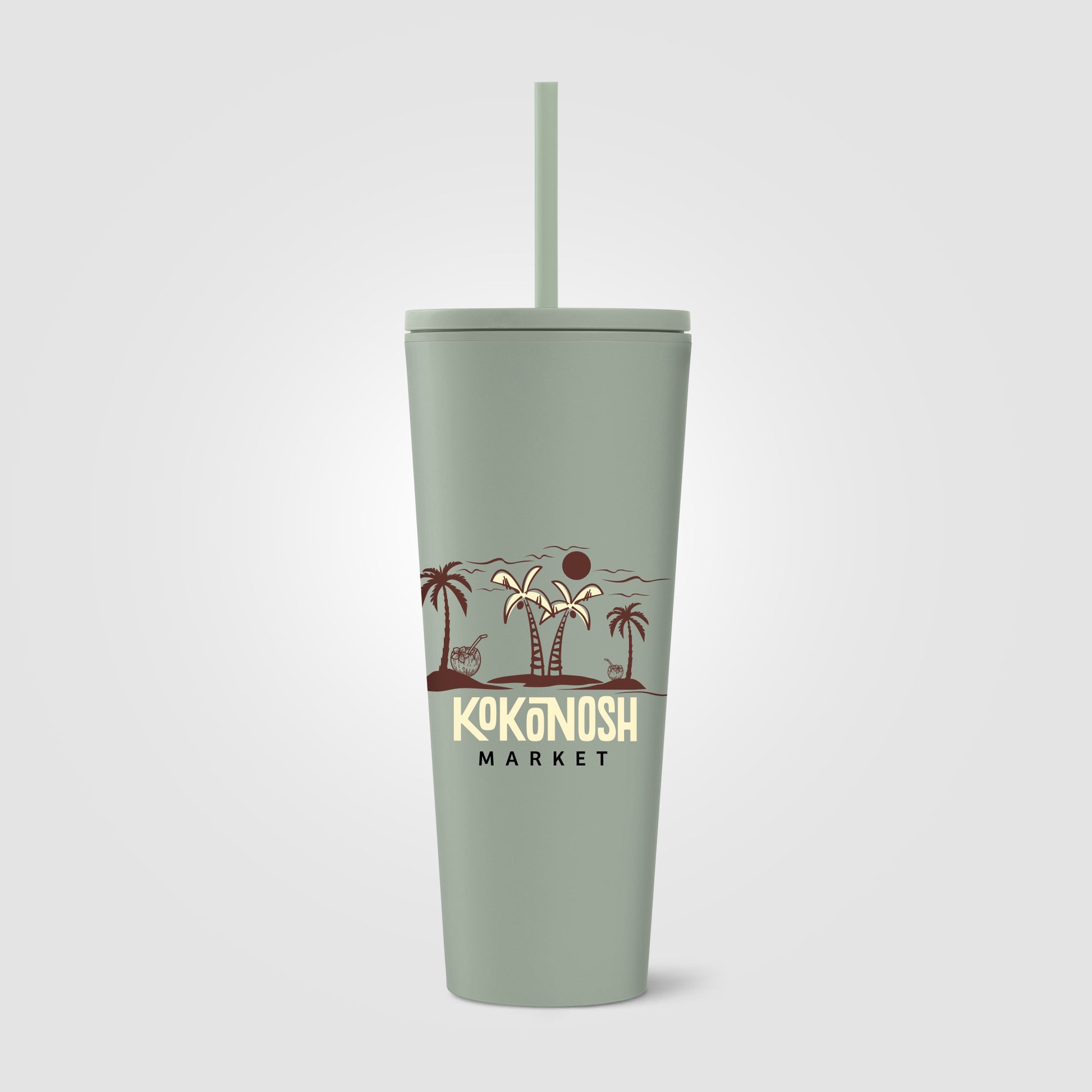 Spire - 24 oz Soft Touch Double Wall Recycled Plastic Tumbler w/ Straw - ColorJet-6