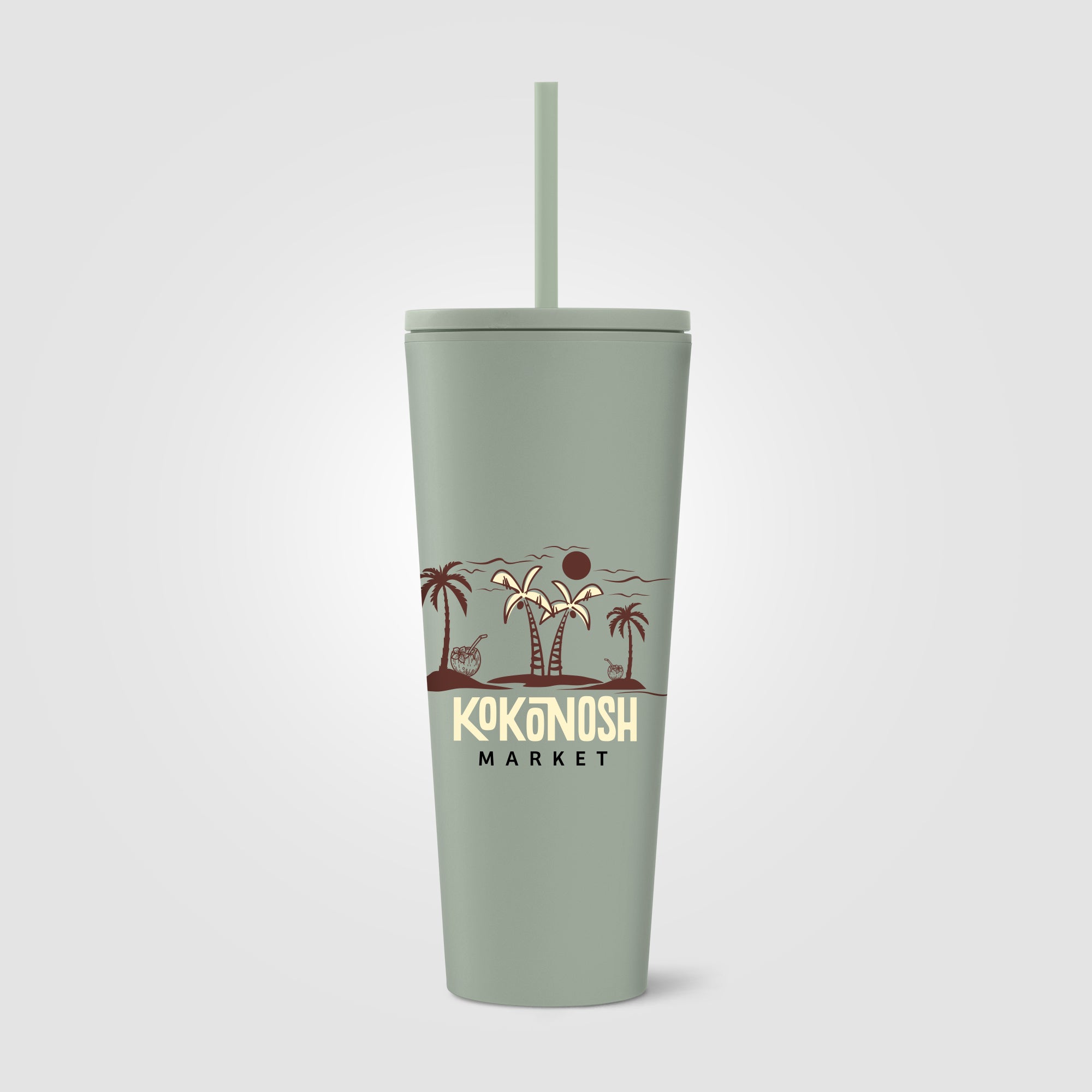 Spire - 24 oz Soft Touch Double Wall Recycled Plastic Tumbler w/ Straw - ColorJet-zoom-6