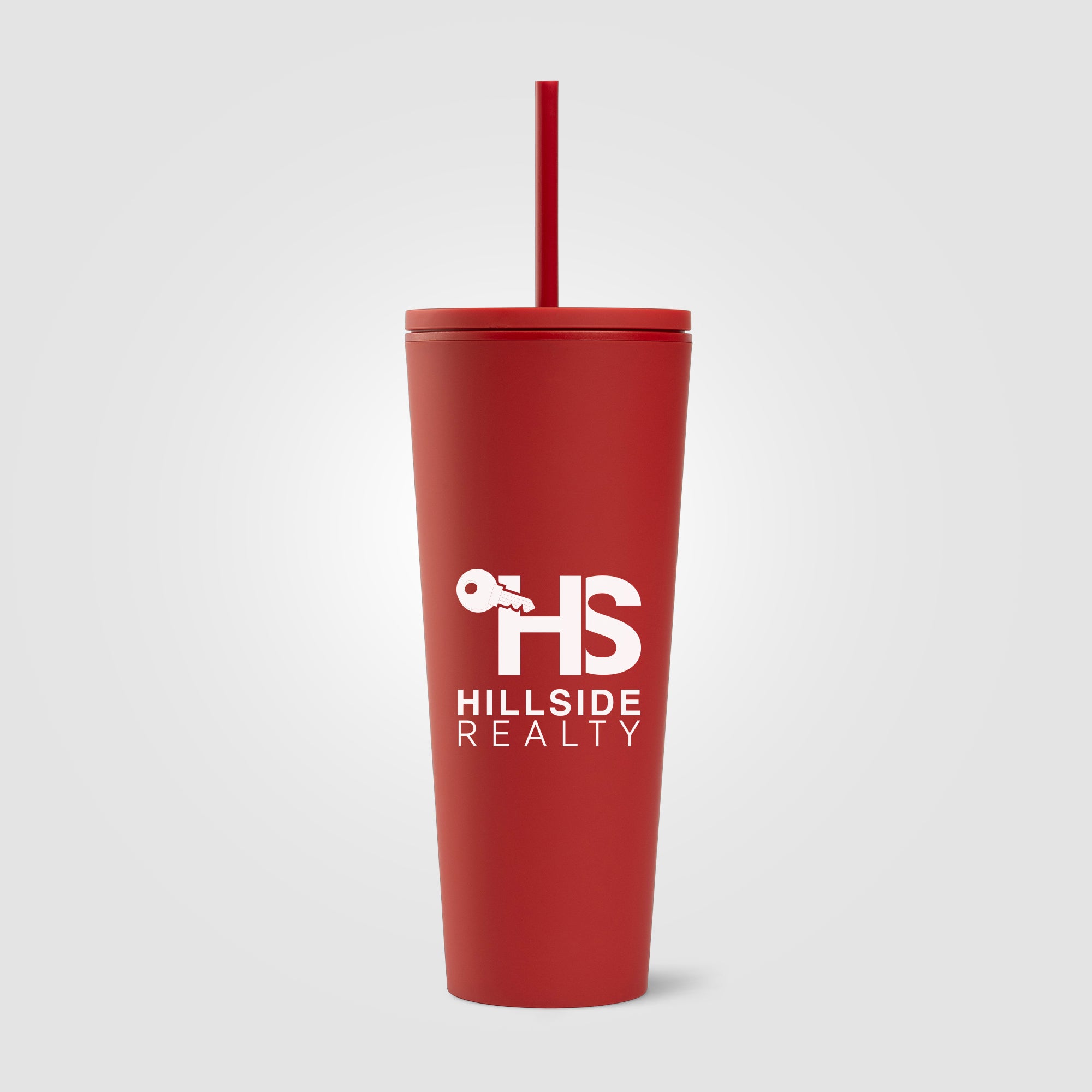 Spire - 24 oz Soft Touch Double Wall Recycled Plastic Tumbler w/ Straw-zoom-3