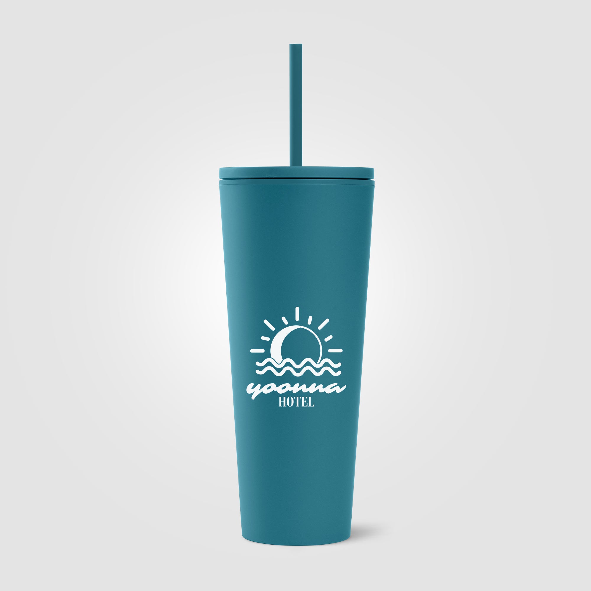 Spire - 24 oz Soft Touch Double Wall Recycled Plastic Tumbler w/ Straw-zoom-5