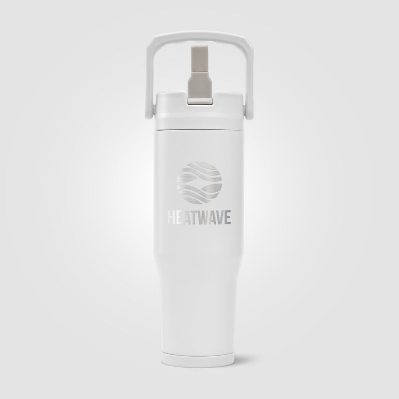 Polar Duo - 32 oz. Double-Wall Recycled Stainless Steel Tumbler with Storage Base - Laser-zoom-