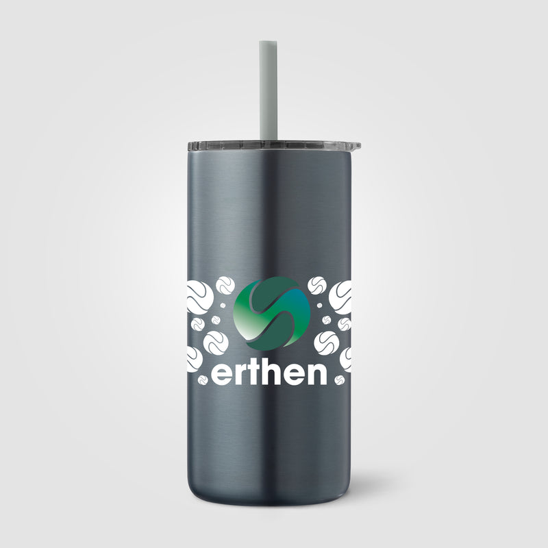 Borealis Recycled Stainless Steel Straw Tumbler - 16 oz. - ColorJet-zoom-