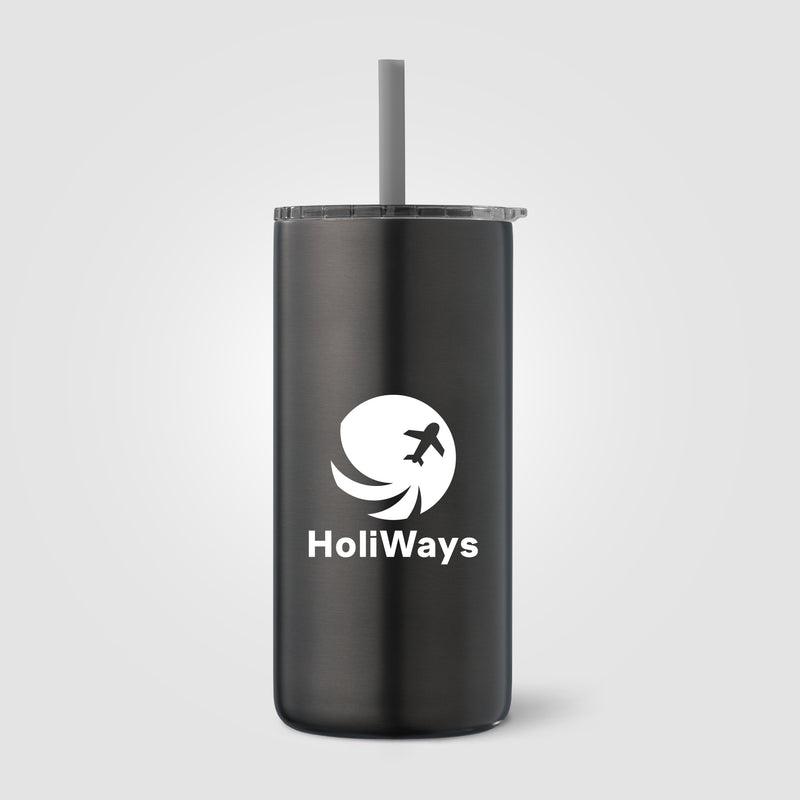 Borealis Recycled Stainless Steel Straw Tumbler - 16 oz.-zoom-