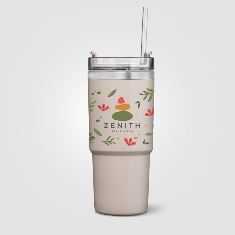 Rime Recycled Stainless Steel Double Wall Leakproof Straw Tumbler - 25oz - ColorJet-zoom-