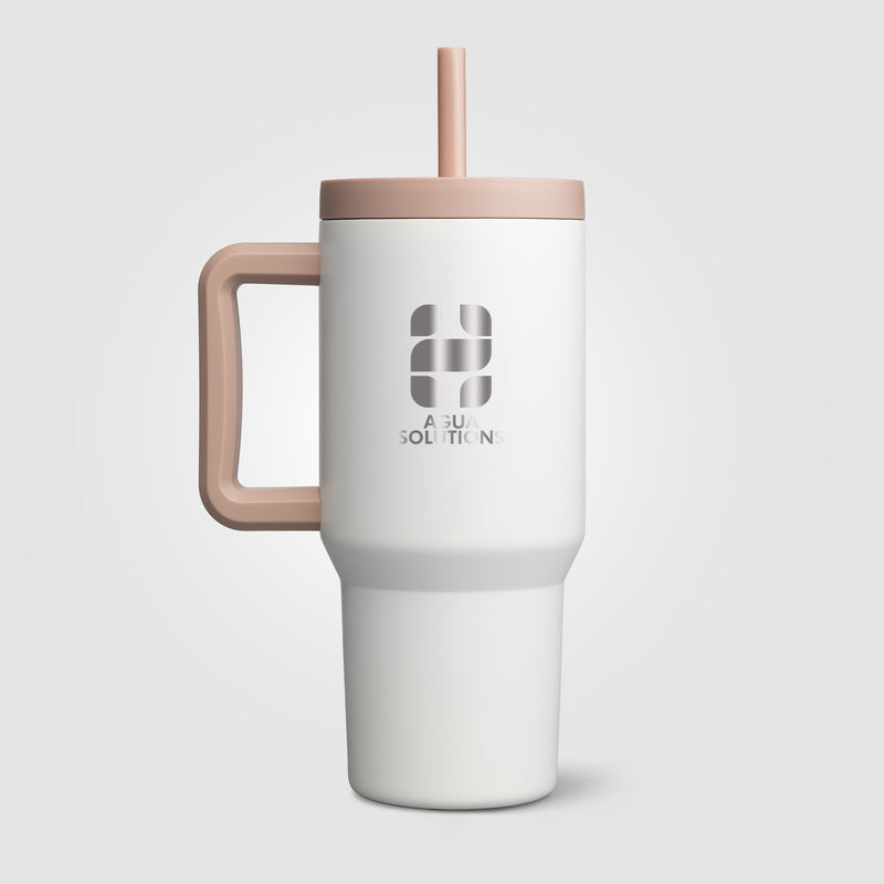 Grosche Aspen Stainless Steel Triple-Wall Insulated Straw Mug - 32oz -Laser Engraved-zoom-