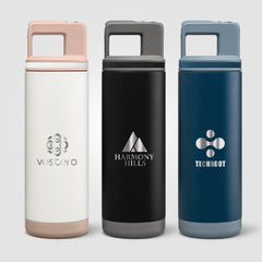 Image of the Grosche Alpine Stainless Steel Removable Straw Flip n' Sip Bottle - 20oz -Laser Engraved promotional product, SKU WJW-L.