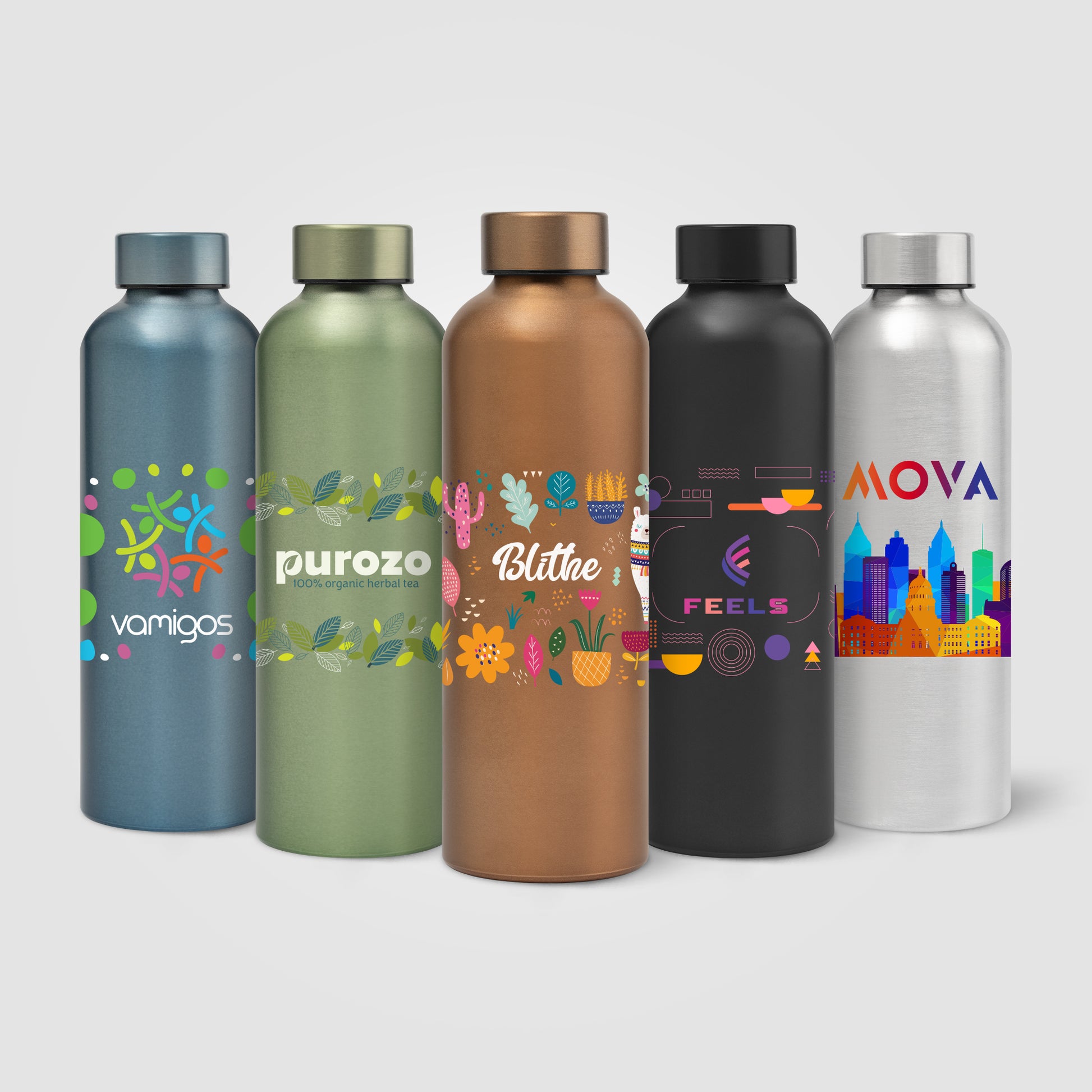Image of the Astrid Recycled Stainless Steel Metallic Bottle - 24 oz. - ColorJet promotional product, SKU WJZ-C.
