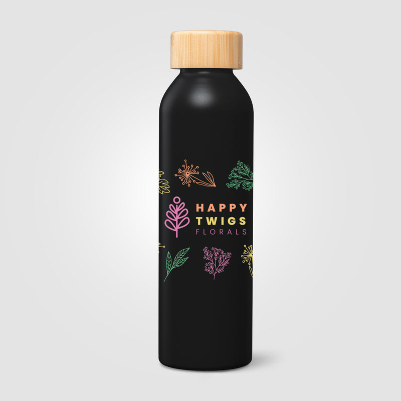 Eden Recycled Stainless Steel Bamboo Lid Water Bottle - 20 oz. - ColorJet-zoom-
