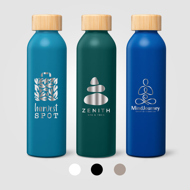 Eden Recycled Stainless Steel Bamboo Lid Water Bottle - 20 oz. - Laser Engraved-zoom-